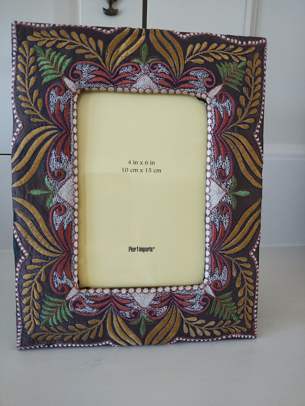 Pier 1 Ornate Brown Frame with Gold, Green, Red and White Accents